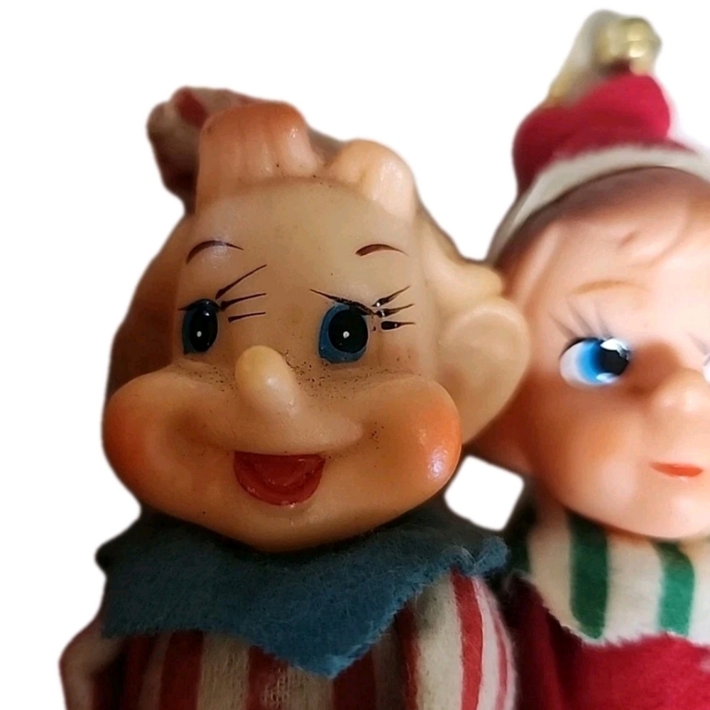 🎈SOLD🎈Vtg Set 4 Knee Hugger Pixie Elf 12" Christmas Ornaments Shelf Sitters - Picture 6 of 13